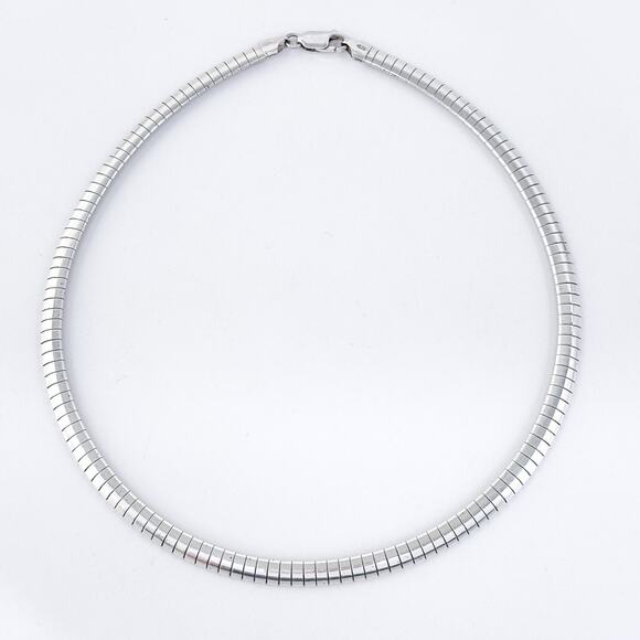 Vintage Italy Sterling Silver 925 Omega Necklace 16" - Picture 2 of 5